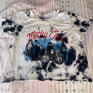 Prince Peter Collection Black and White Motley Crue Tie-Dye cut Crop Top